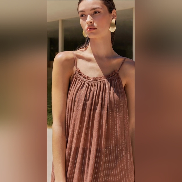 Anthropologie NWT sheer summer dress/ swimsuit cover up. Low scoop back Size L - Picture 4 of 10